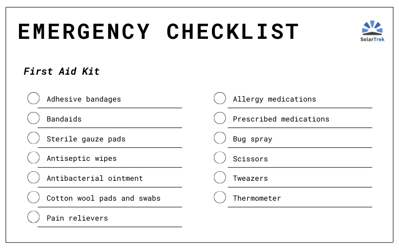 power outage emergencies checklist: first aid kit