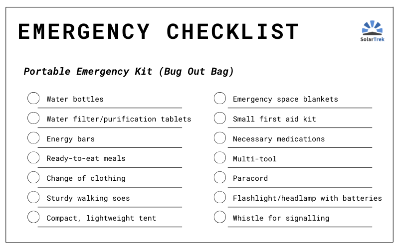power outage emergencies checklist: bug out bag