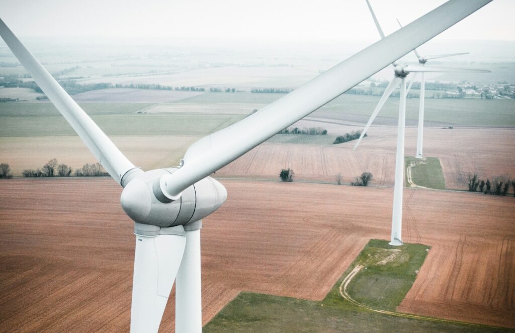 wind power: close-up o f a wind turbine