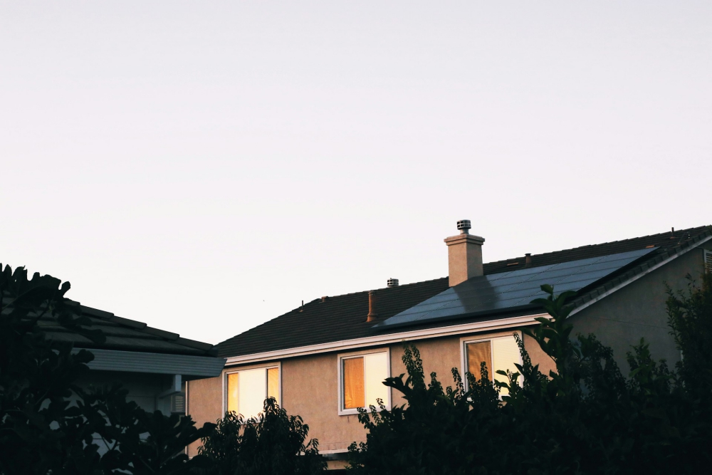 solar panels on roof